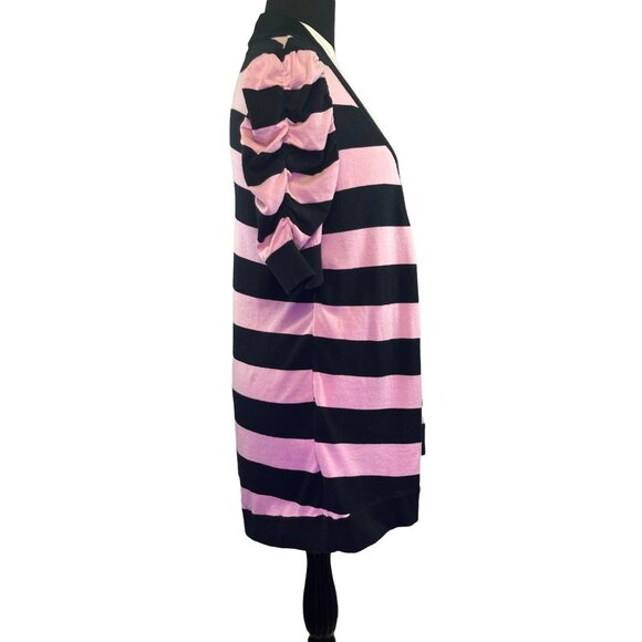 INC International Concepts Womens Sz Large Striped 2fer Top with Ruched Sleeves - Picture 7 of 9